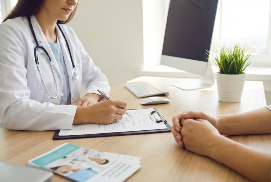 Person reviewing GLP-1 medication information before starting Ozempic or Wegovy